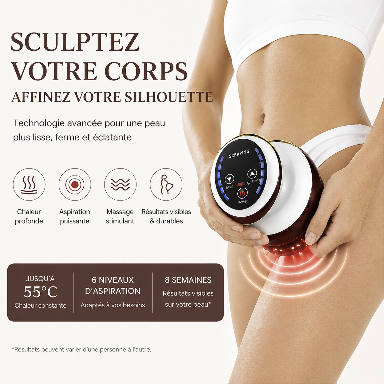 Appareil Gua Sha & Ventouses 3-en-1 chauffant